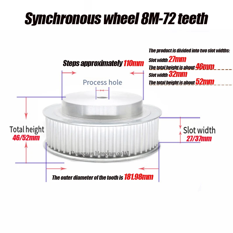 M8 12-72Teeth Timing Belt Pulley Pitch 8.0mm Drive Pulley for Belt Width 27/32mm Process Hole BF-type Synchronous Wheel