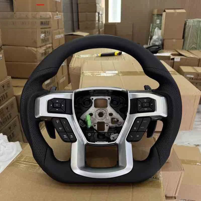 For Ford Raptor 3rd Generation Modified Full Leather Perforated Racing Steering Wheel Assembly With Steering Wheel Horn Cover