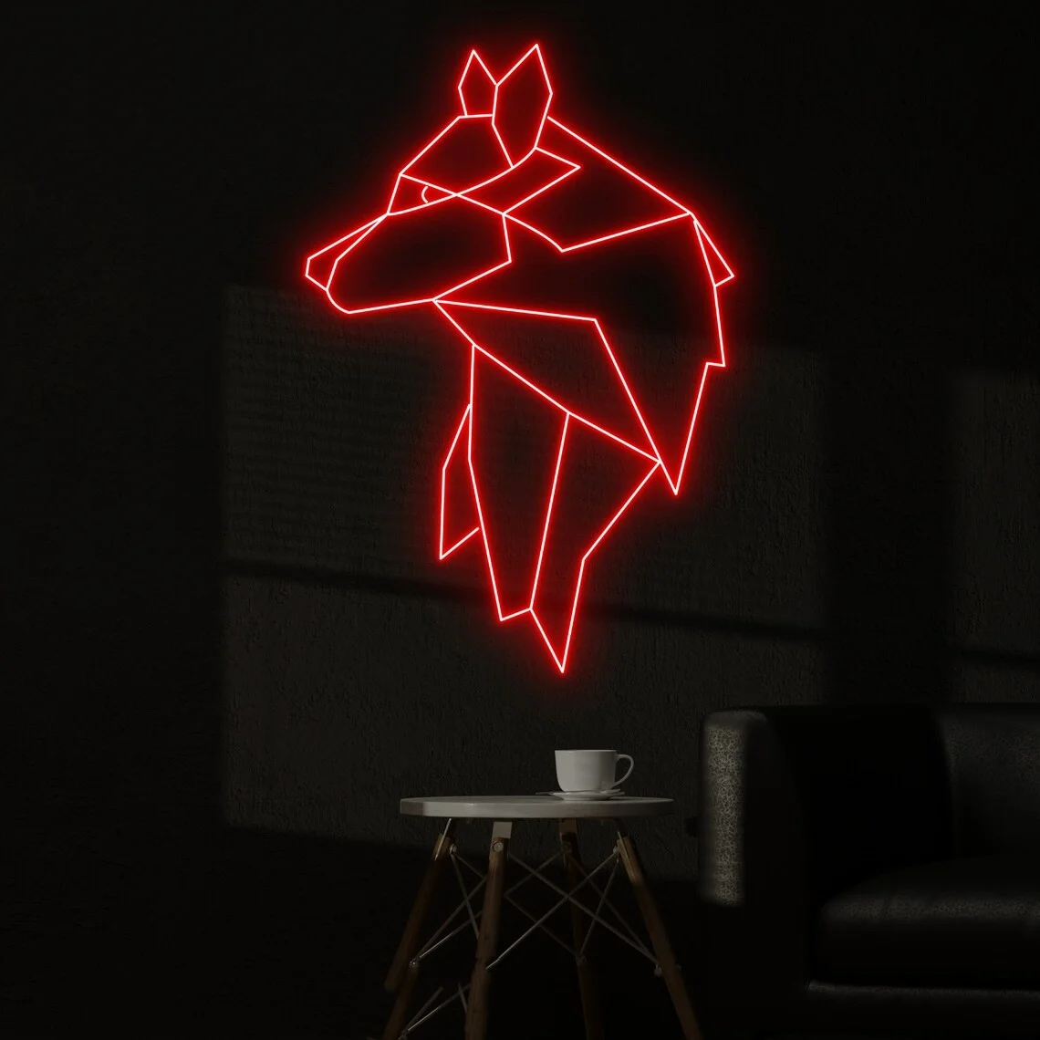 Wolf Geometric Neon Sign Home Bedroom Wall Art Decor Wolf Led Light