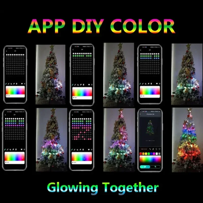 RGB LED String Lights para o Natal, Fairy Light, Bluetooth, Controle de aplicativos, DIY String, Wedding Festoon, Home Party Decor, Guirlanda, Fairy Light