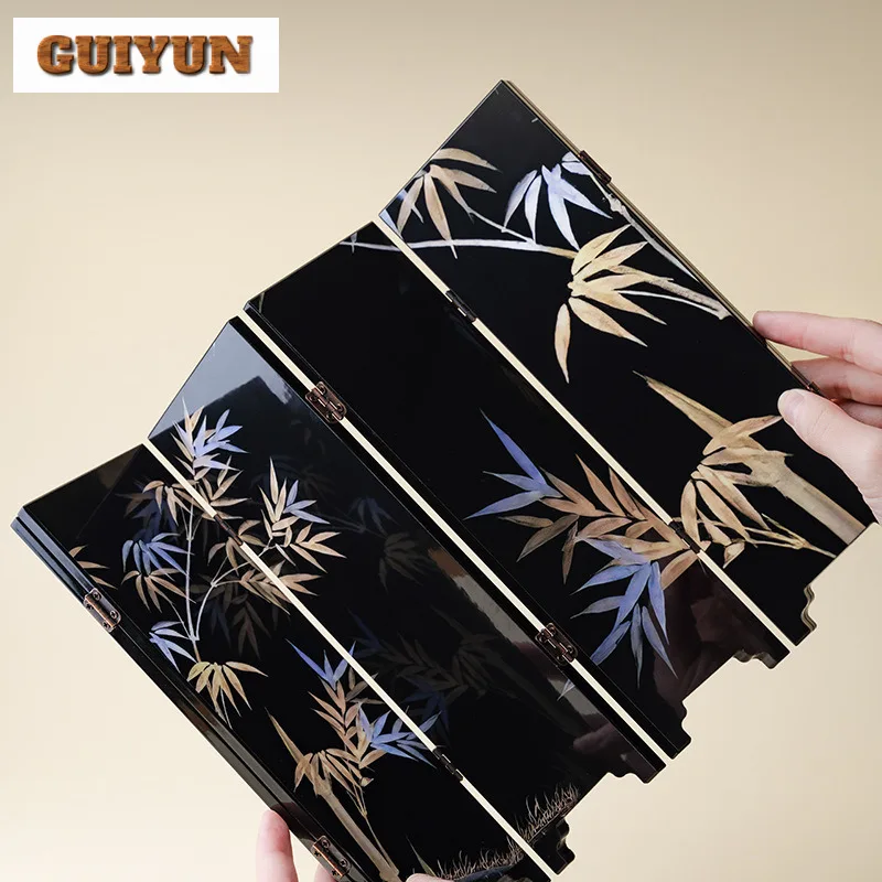 Boutique Double Sided Small Screen Decoration Creative Bamboo Pattern Partition Antique Creative Kung Fu Ceremony Accessories