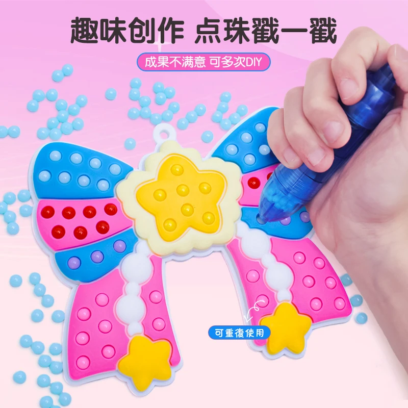 Handmade Set Beads Pen DIY Girls Toys Creative ballpoint pen painting Princess Rainbow Christmas Pattern Girl Gifts Toy for Kids
