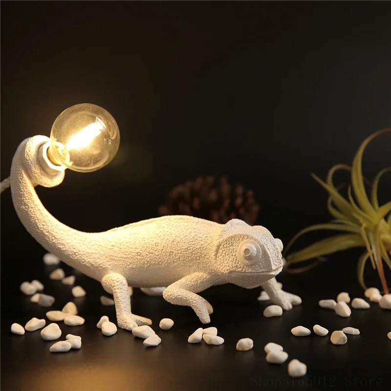 Imagem -04 - Luz de Estudo Lagarto Luz Noturna Moderna Resina Animais Noite Lâmpada para o Quarto Lâmpada Leitura Decoração Camaleão Presentes do Feriado