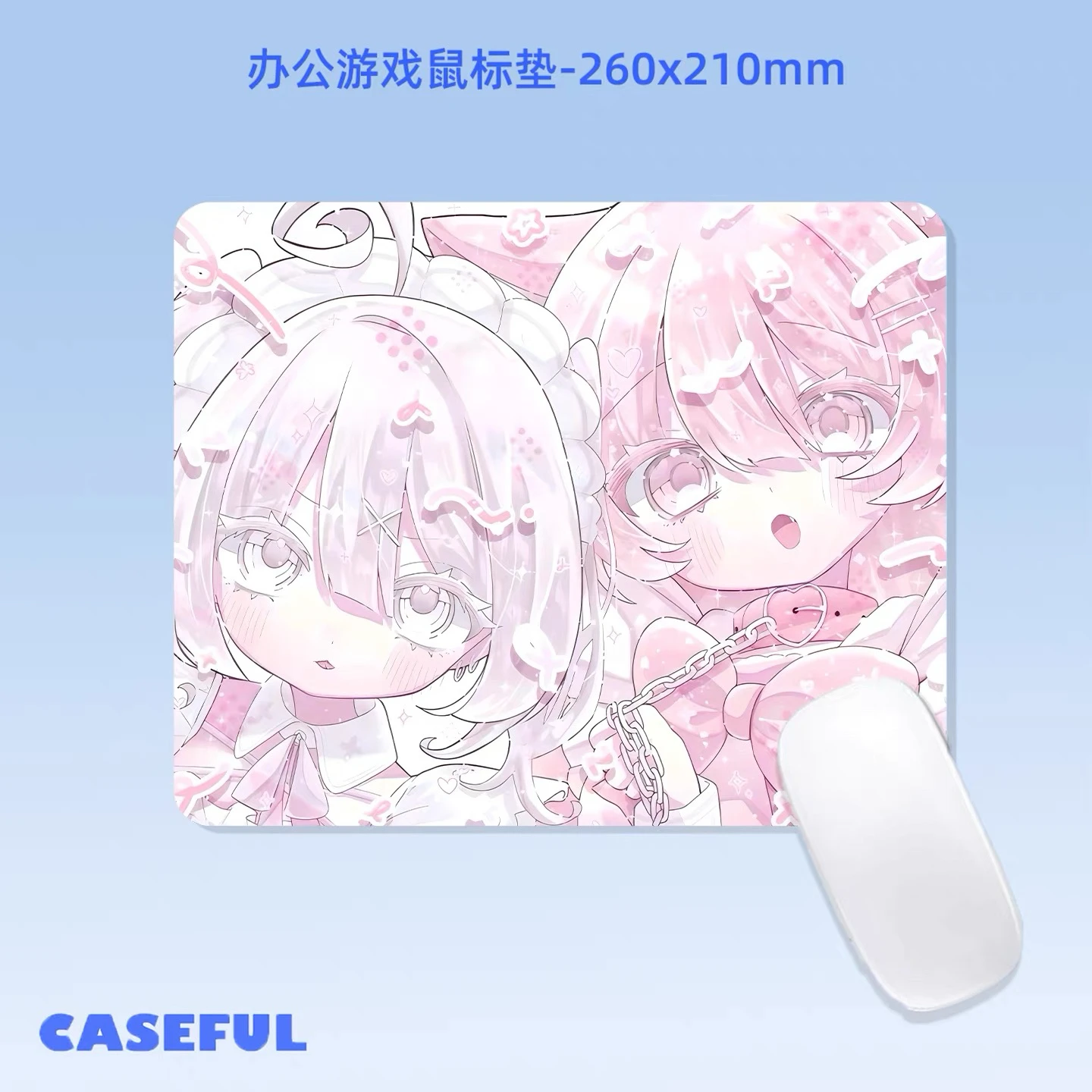 Pink illustration rubber/pu simple office mouse pad desk mat