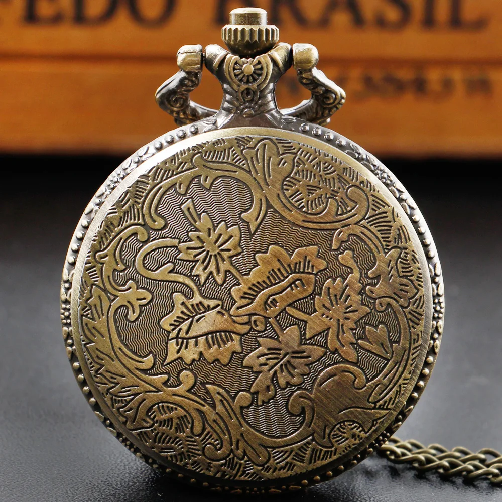 Retro Drop Glue Owl Design Quartz Necklace Pocket Watch Arabic Numerals Dial Antique Full Hunter Pendant Unisex Gifts