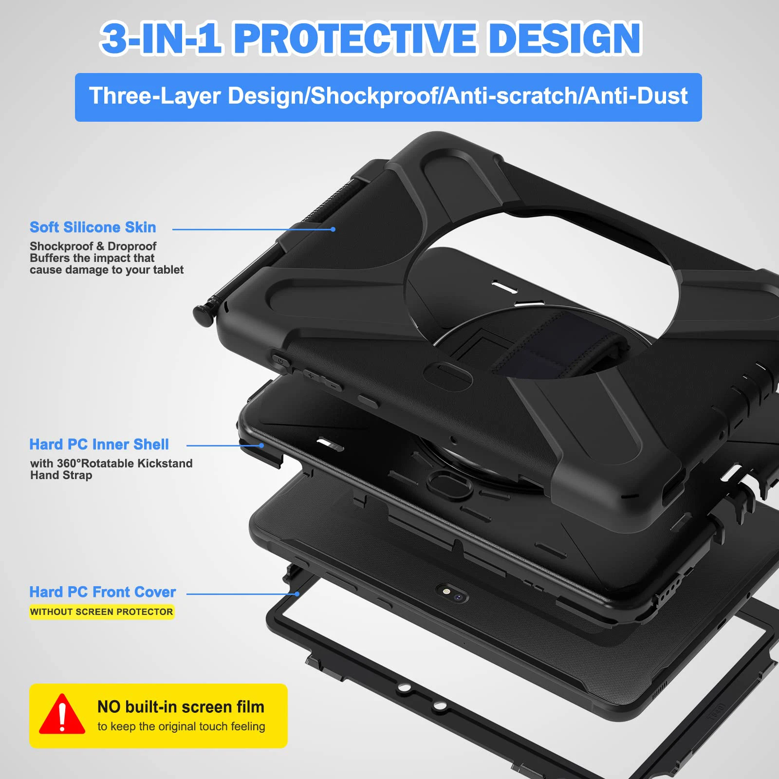 Imagem -04 - Robusto com Suporte Rotativo Kickstand e Lápis Samsung Galaxy Tab Active Pro Sm-t630 T636 T540 T545 101 Case