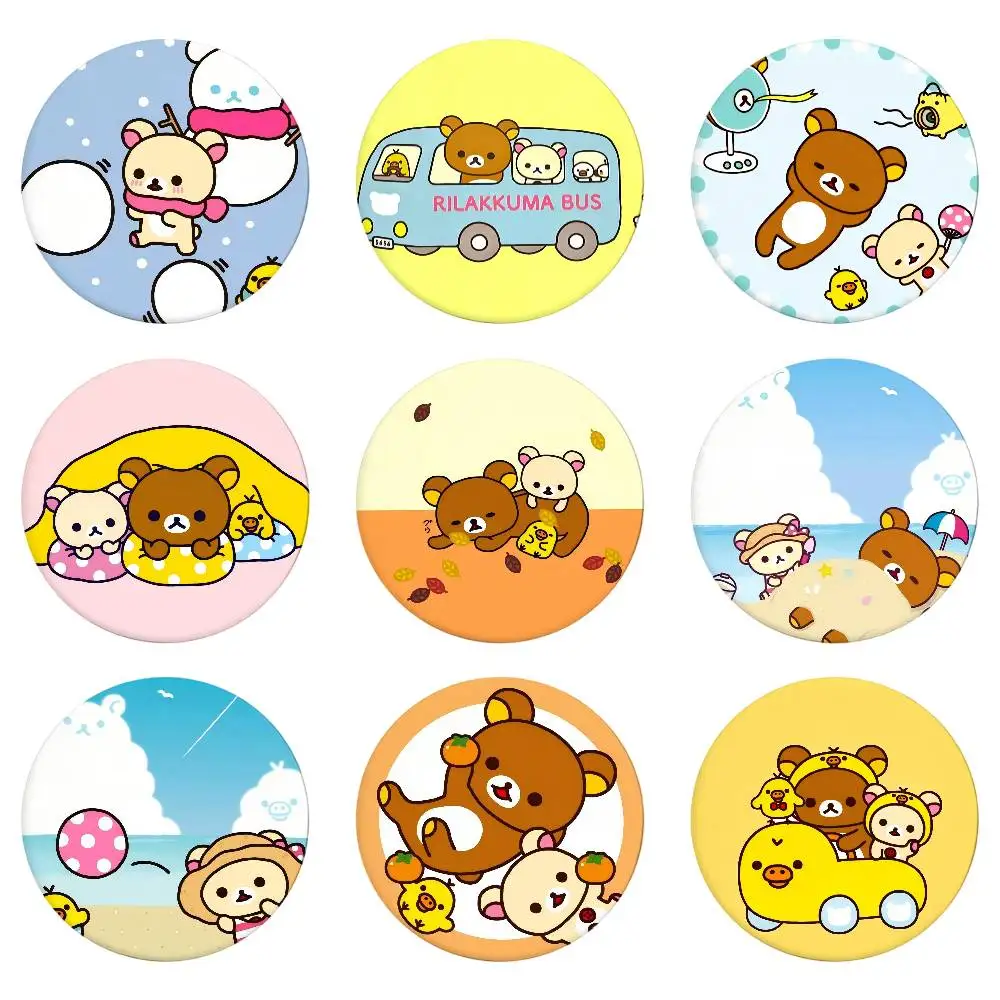 Cartoon Rilakkuma 58mm Nette Anime Figur Icon Abzeichen Handgemachte Weißblech Brosche Für Rucksack Kleidung Brust Ornament Geschenke S