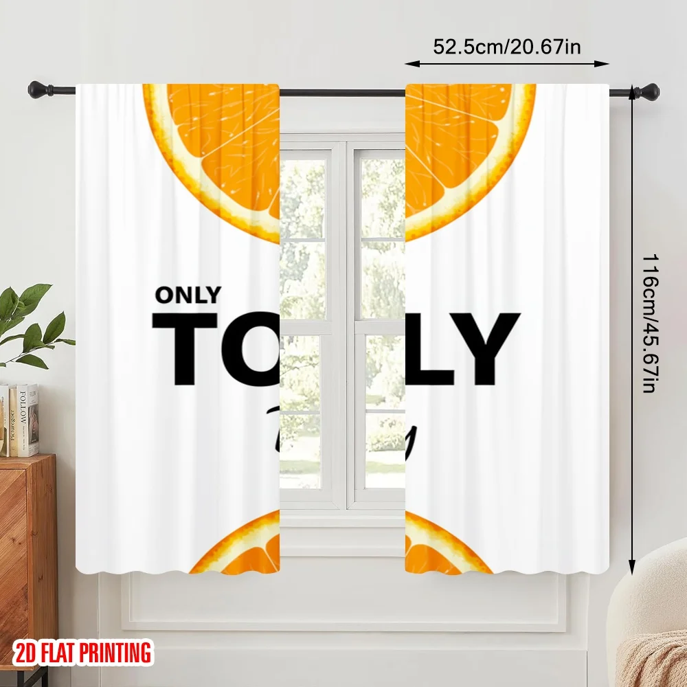 2pcs 2D flat printing Drapes Orange Slice Fabric Without Electricity Festive Curtains for Holiday Home Decor & Gifts