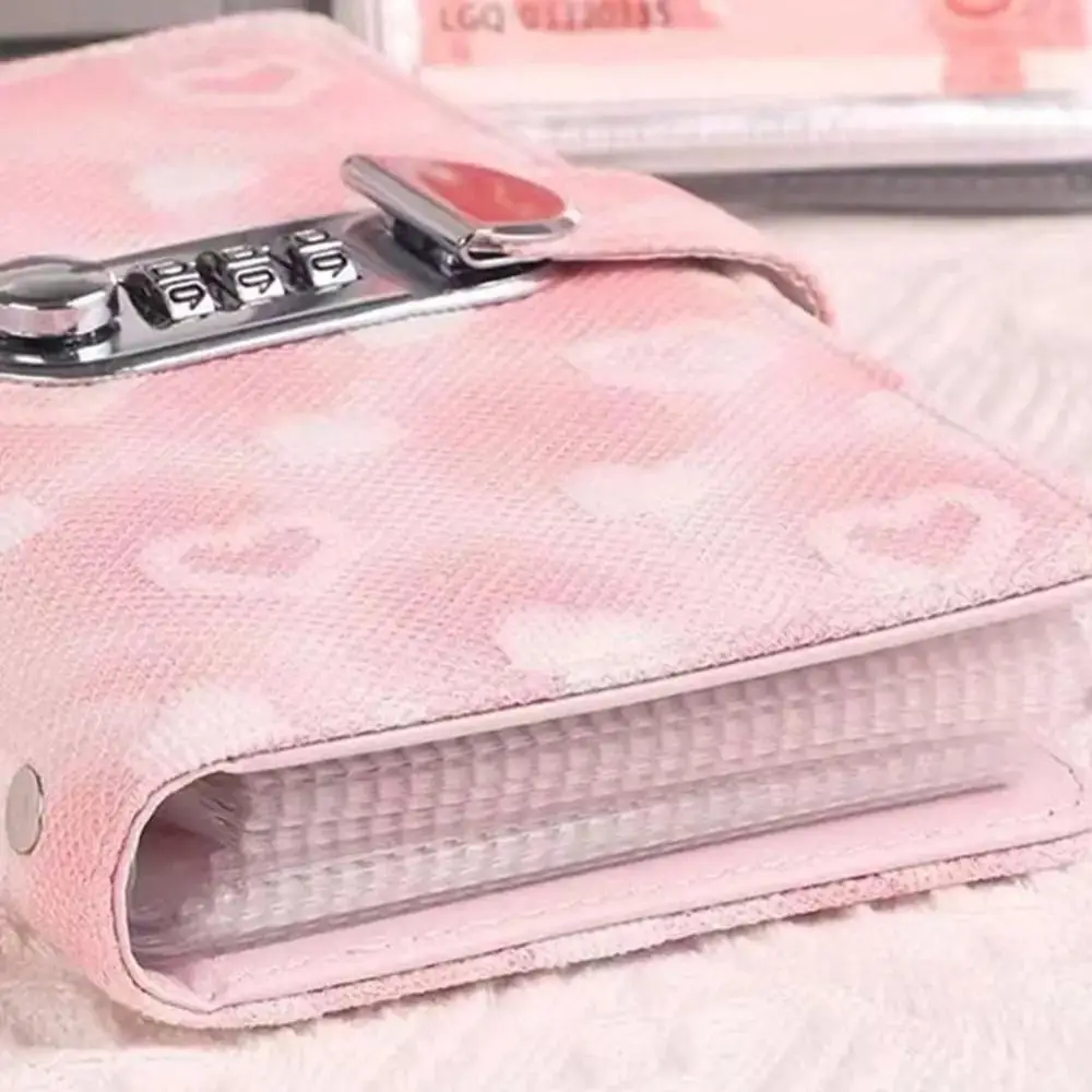 Password Lock Cash Savings Book Waterproof Design PU Leather Savings Wallet Notebook Large Capacity Heart Print