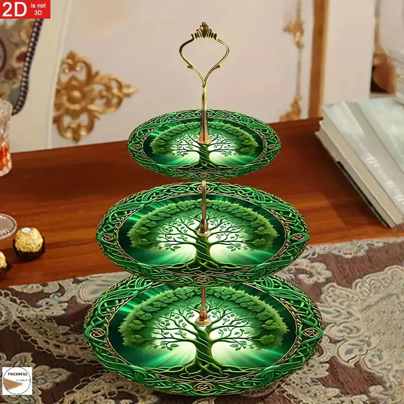 3-layer wooden cake rack, decorated with sturdy cake trays, widely used for detachable dessert display, rack for dried fruits