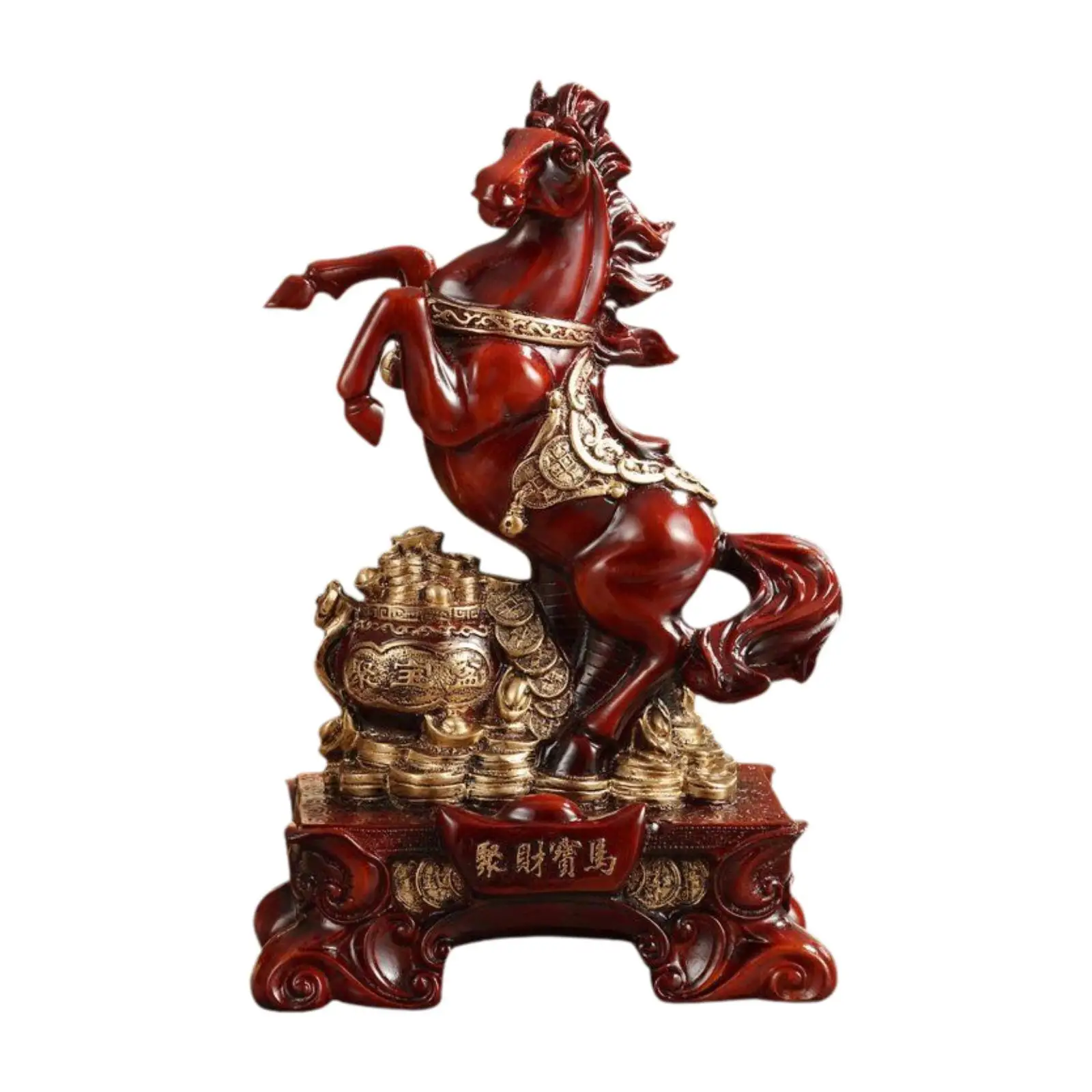 Horse Statue Standing Bookshelf Chinese Zodiac Auspicious Horse Desk Living Room Artwork Birthday Gift Feng Shui Horse Sculpture