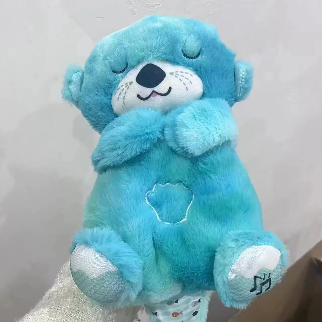 Música Respirando Urso para Bebê, Boneca de Pelúcia Lontra, Brinquedo para Crianças, Companheiro de Dormir Calmante, Som e Luz, Presente