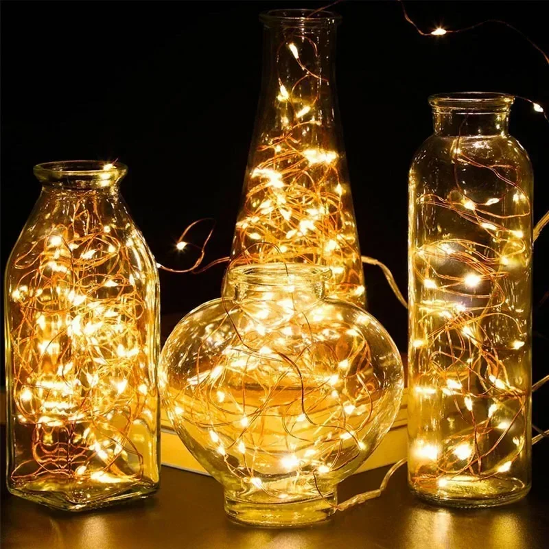 Battery Box 10/5/2/1M LED Silver Wire String Lights Fairy Garland Light for Christmas Wedding Party Home Holiday Room Decoration