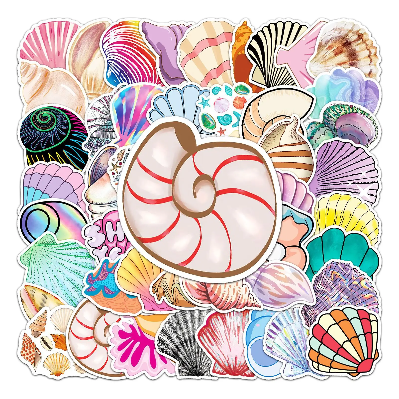 50 Stuks Cartoon Shell Serie Graffiti Stickers Geschikt Voor Laptop Helmen Desktop Decoratie Diy Stickers Speelgoed Groothandel