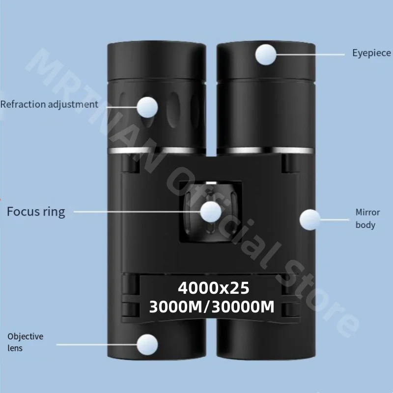 

4000X25 HD Zoom Портативный мощный бинокль дальнего действия BAK4 телескоп складной бинокль при слабом освещении для охоты и кемпинга