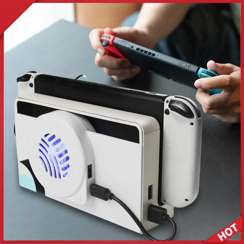 LED Cooling Fan with Light Turbo Radiator Game Console Base Cooler Docking Station Radiator for Nintendo Switch OLED Accessories
