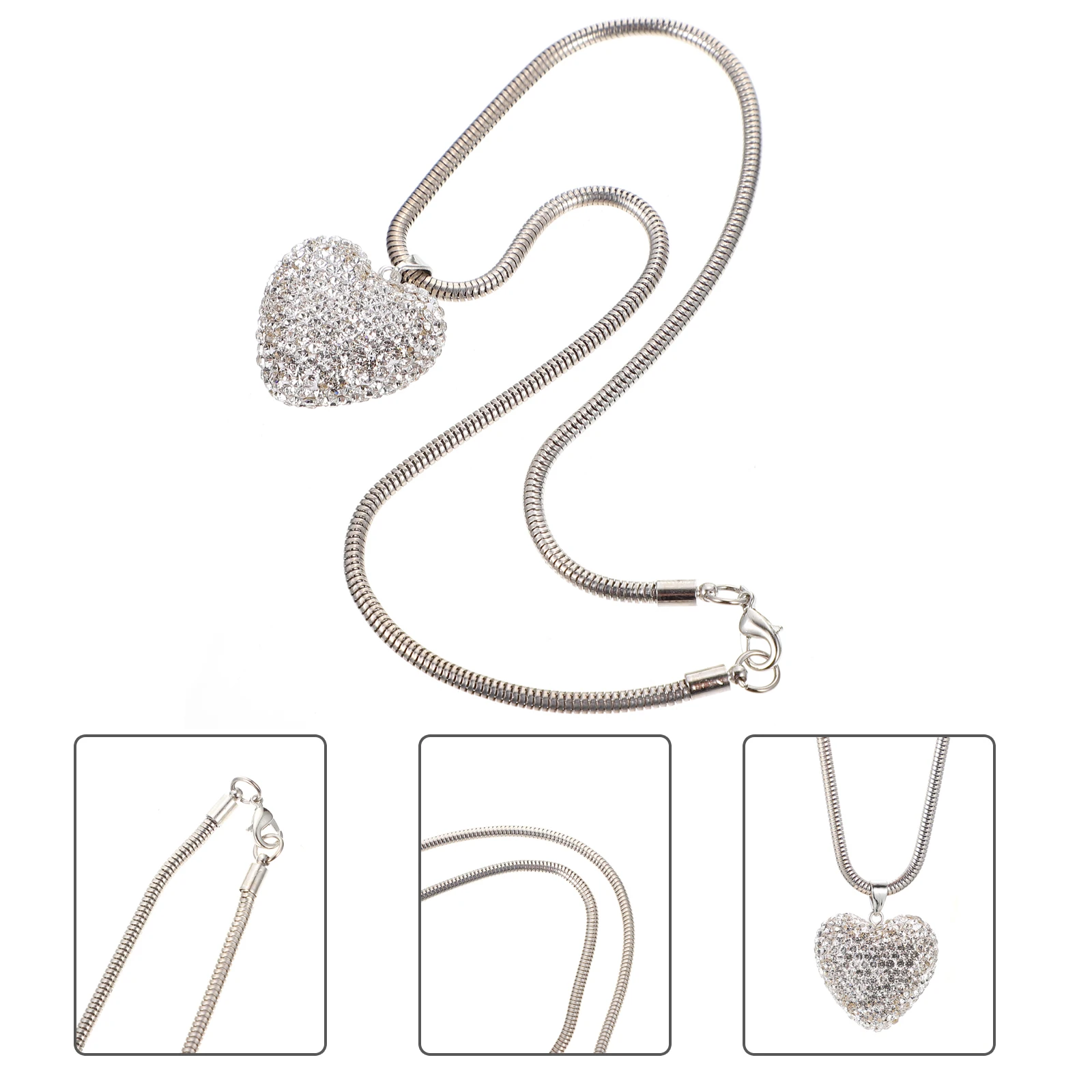 

1pc Heart Shaped Rearview Mirror Hanging Ornament Alloy Decor Pendant Rhinestone Interior Decoration Drill Pendant For Auto Car