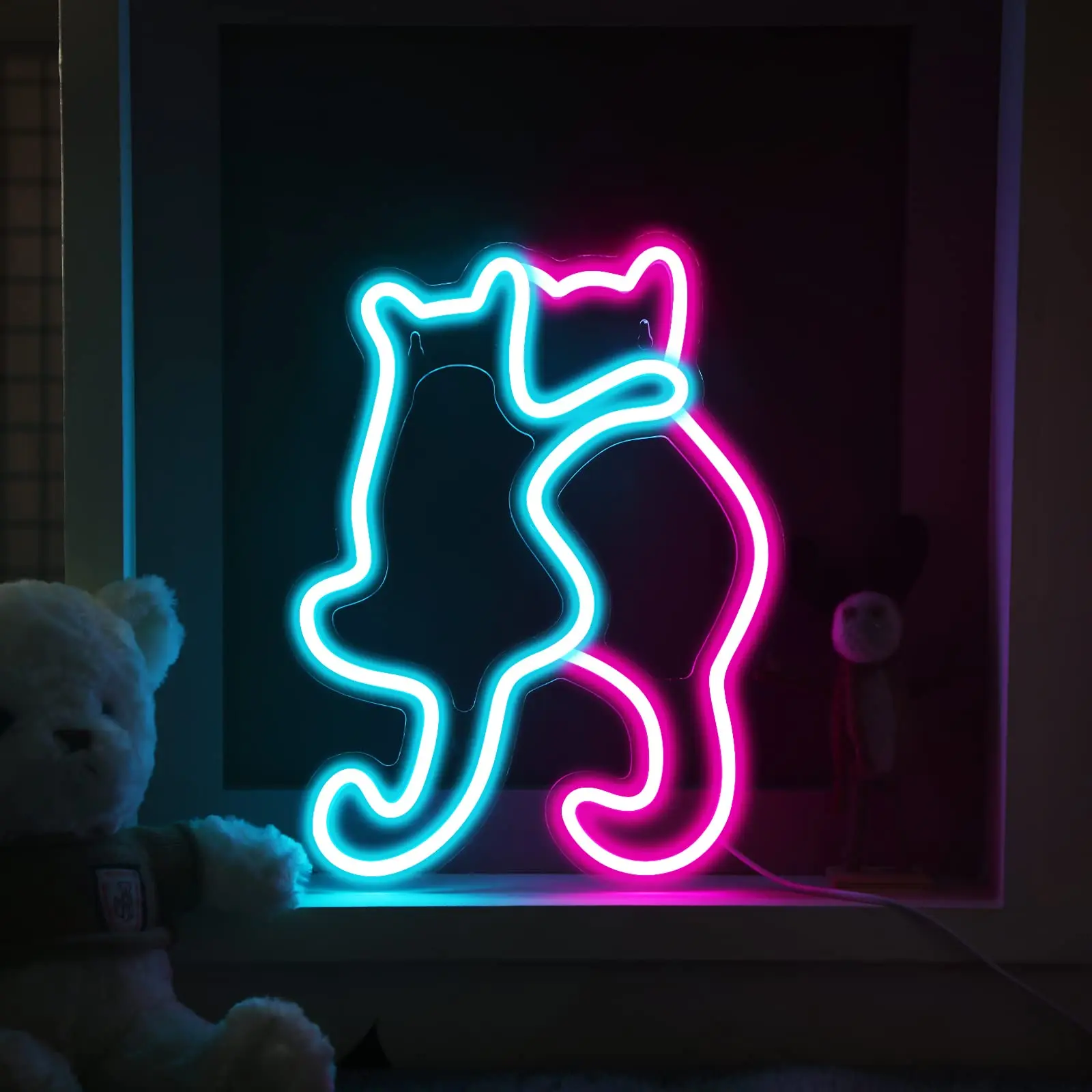 Cute Cat Neon Signs LED Neon Light Sign Animal  USB Decorative Lights for Wall Art Decor Party Birthday Kids Room Party Bar