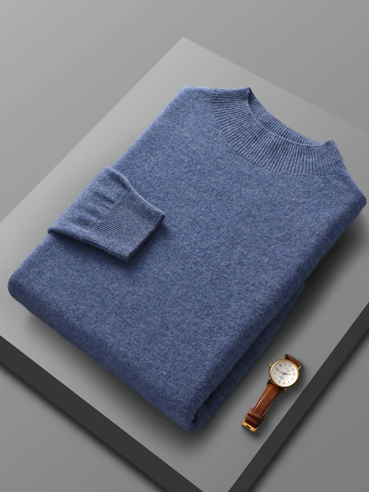 Primavera autunno 100% lana Merino Pullover maglione con scollo a lupetto da uomo a maniche lunghe in Cashmere maglieria maglione abbigliamento da uomo Grace Tops