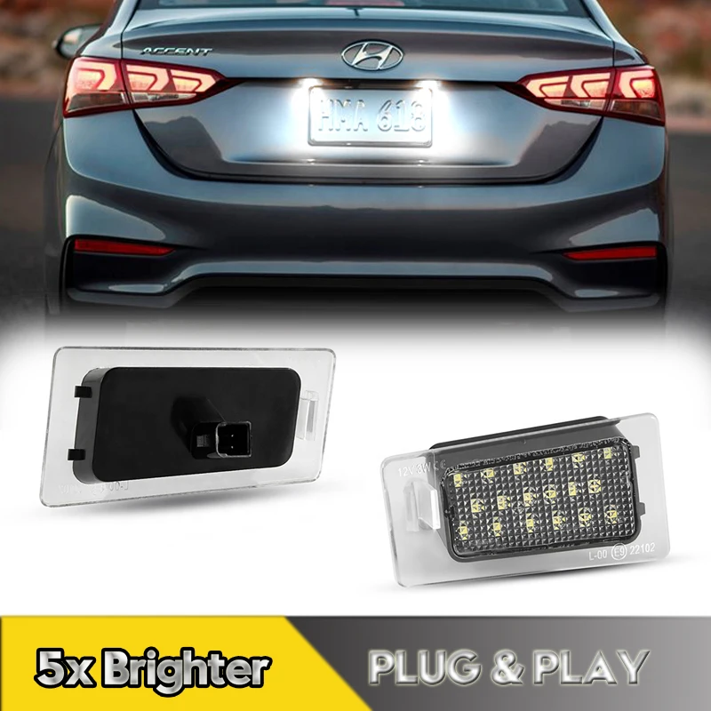 

2Pcs LED Number License Plate Lights Lamps For Hyundai Accent I30 Elantra MD Kia Ceed Forte KX3 Car Accessories OEM#925011M400