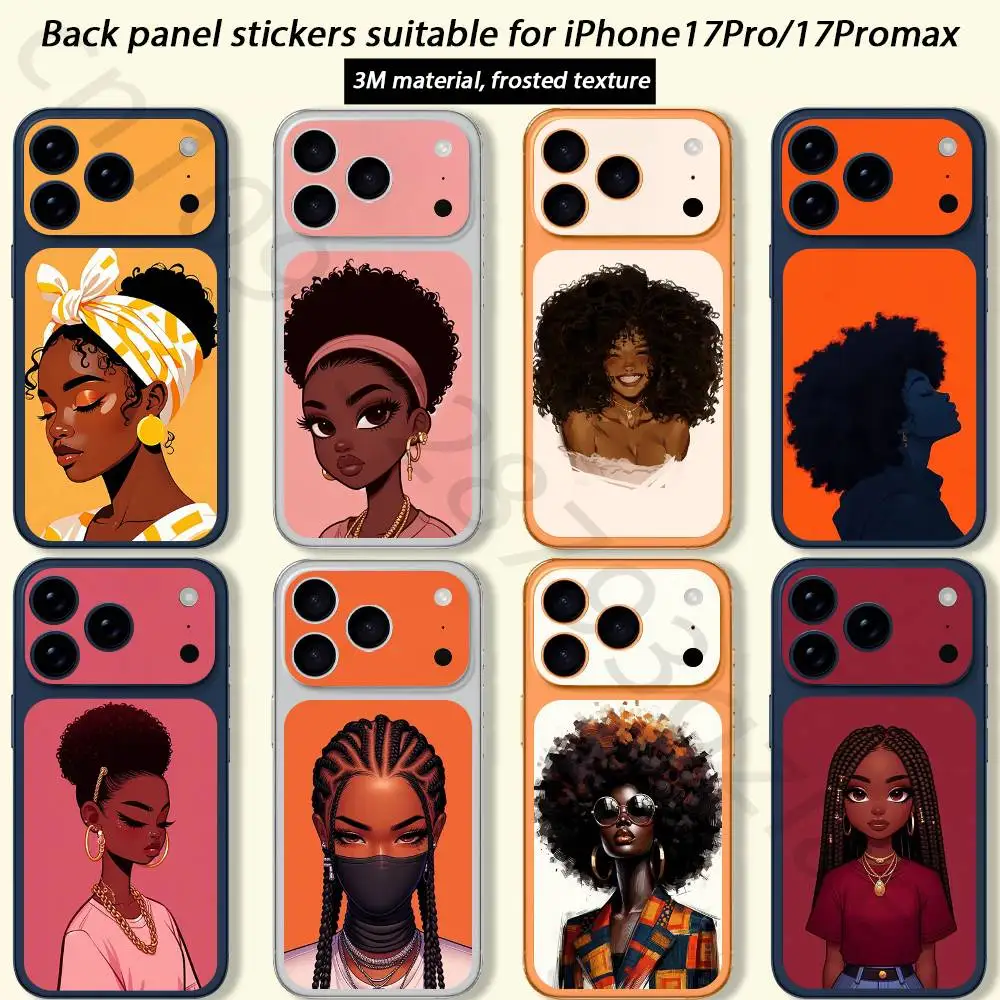 

Защитная пленка-наклейка Afro Girls Art TICKET для iPhone 17 Pro/Pro Max: для задней панели, рамки и камеры