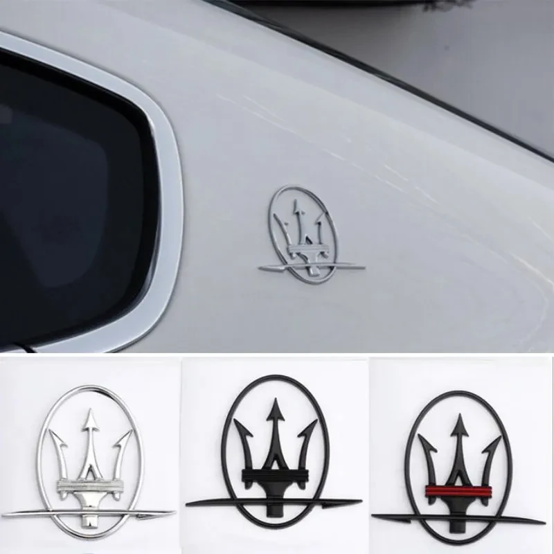 2 uds guardabarros de coche pegatina lateral calcomanías ventana trasera emblema insignia para Maserati Logo Levante Quattroporte Ghibli Gran Turismo GC GT