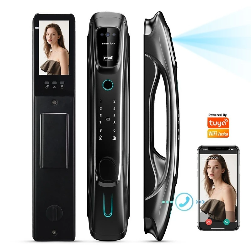 Automatic fingerprint lock 3D facial recognition visual cat eye home lock anti-theft door smart door lock electronic