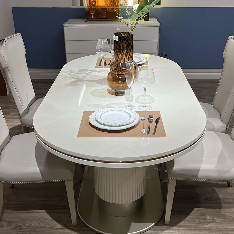 Non Slip Unique Table Chairs Modern Wooden White Nordic Luxury Dining Table Space Saving Design Mesa De Jantar Home Furniture