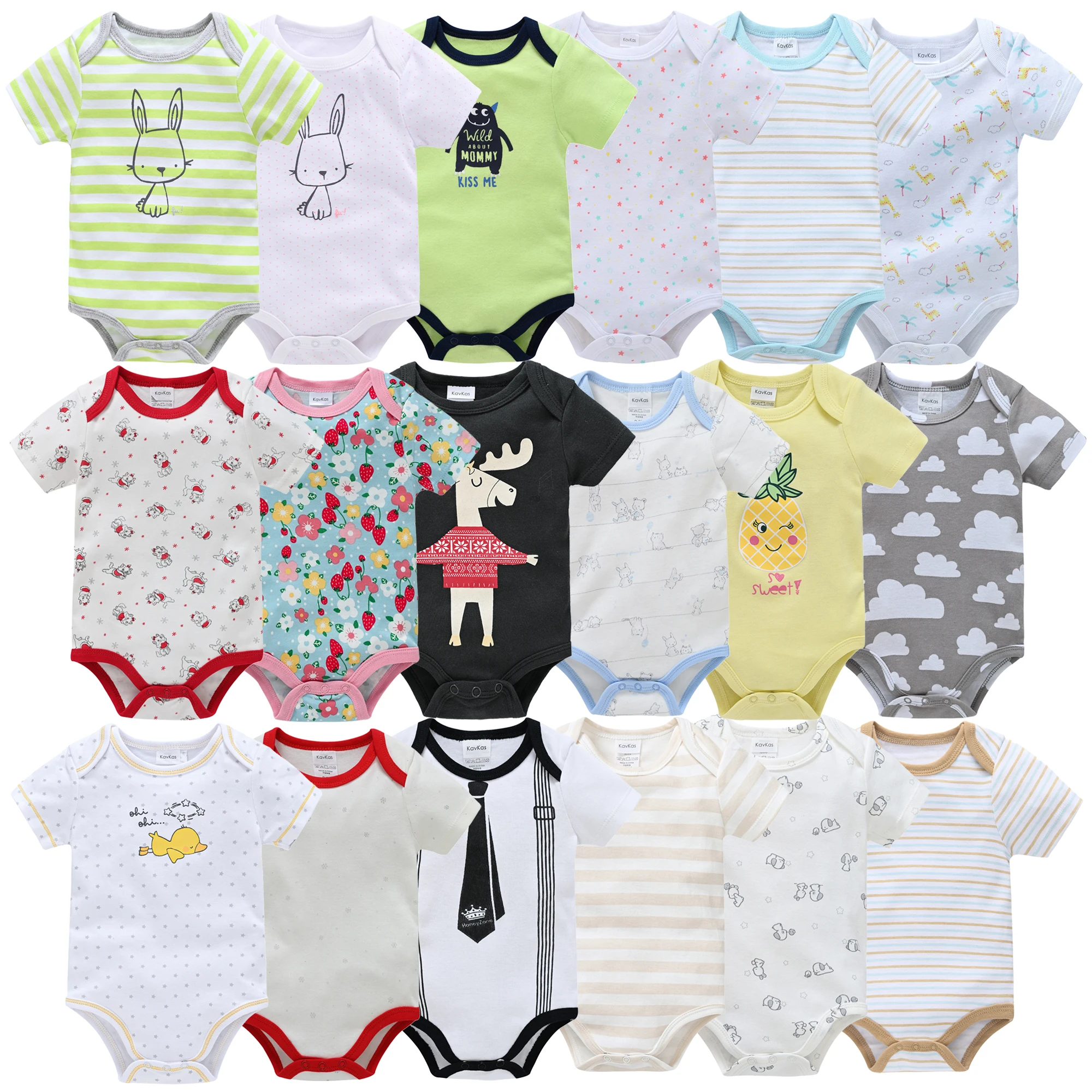 Baby Jumpsuits Cotton Breathable Bodysuits Soft Newborn Unisex Short Sleeve One-Piece Infant Girls Boys Cute Playsuits Sunsuits