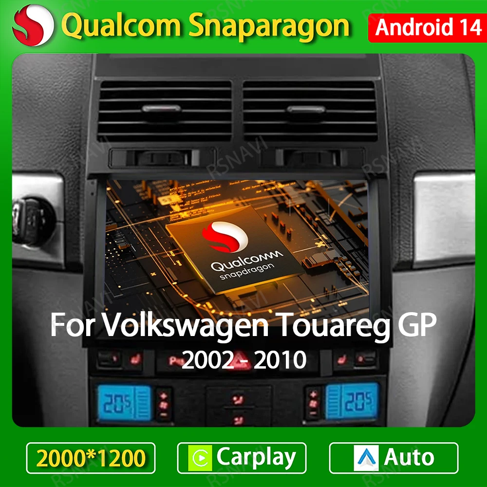 

Автомагнитола Carplay для Volkswagen Touareg I 1 GP 2002-2010, Android 14, мультимедийный видеоплеер с GPS Навигатором, 4G, Wi-Fi, BT