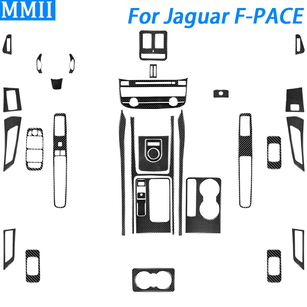 

For Jaguar F-PACE X761 2016-2020 Carbon Fiber Gear Shift Air Outlet Window Lift Door Handle Set Car Interior Accessories Sticker