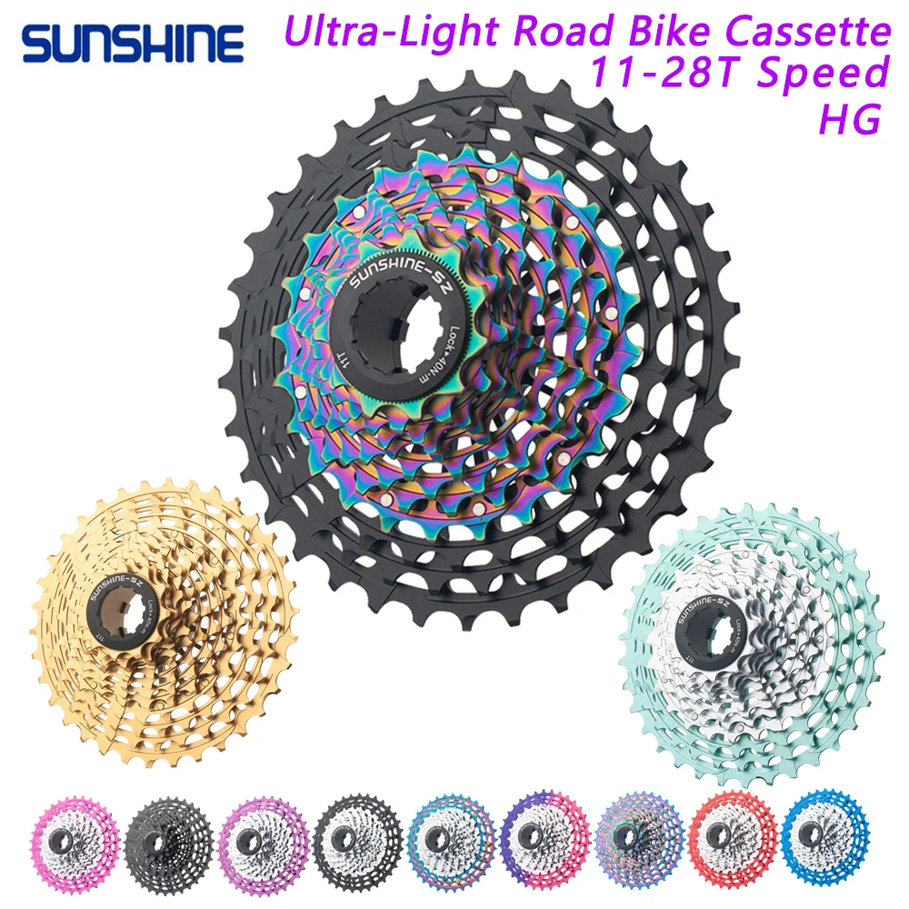 

SUNSHINE 11 скоростей 11-28 т с ЧПУ гравийный шоссейный велосипед кассета сверхлегкий 11 скоростей велосипедный механизм свободного хода 22S маховик K7 11V звездочка