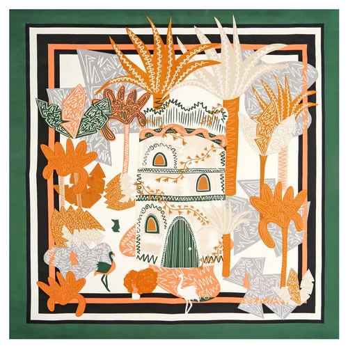 Imagen 2 del producto Bufanda cuadrada de satén de sarga de seda de 130cm de lujo para mujer, Hijabs con estampado Floral, Bandana, diadema, chales para mujer, pañuelo envolvente, Foulard