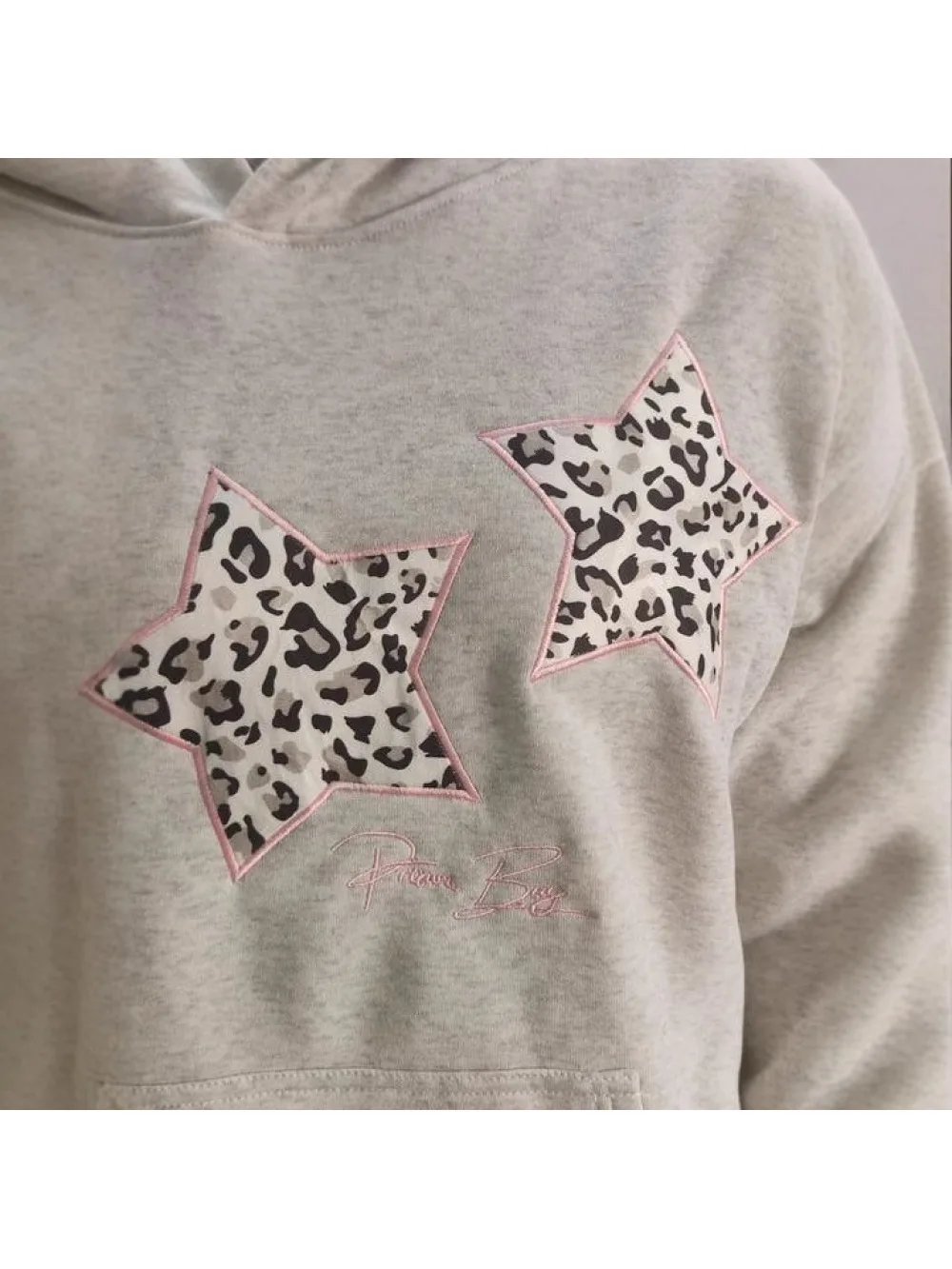 Europeu e americano minimalista cinza leopardo impressão pentagrama solto com capuz feminino versátil moletom