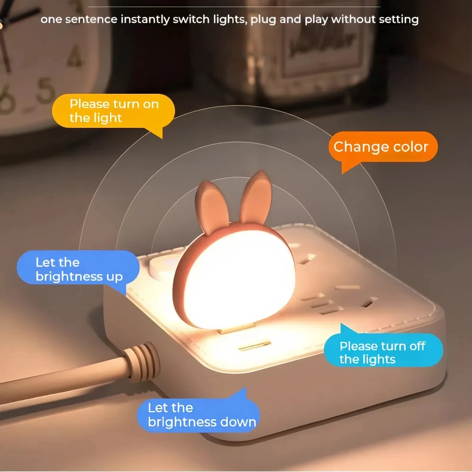 HPH USB Smart Voice Control ไฟ LED โคมไฟกลางคืนโคมไฟตกแต่งสําหรับห้องนอนห้องครัวตู้เสื้อผ้าตู้ไฟฉุกเฉิน