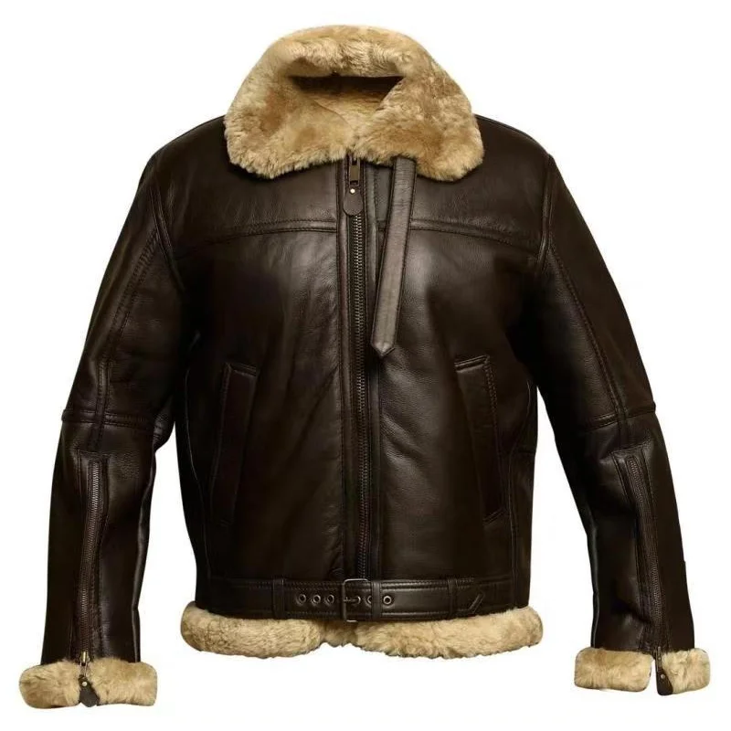 

Independent Station Thickened Heavy Craft Men's Fur and Leather Overcoat Long Sleeve Fur Jacket6629