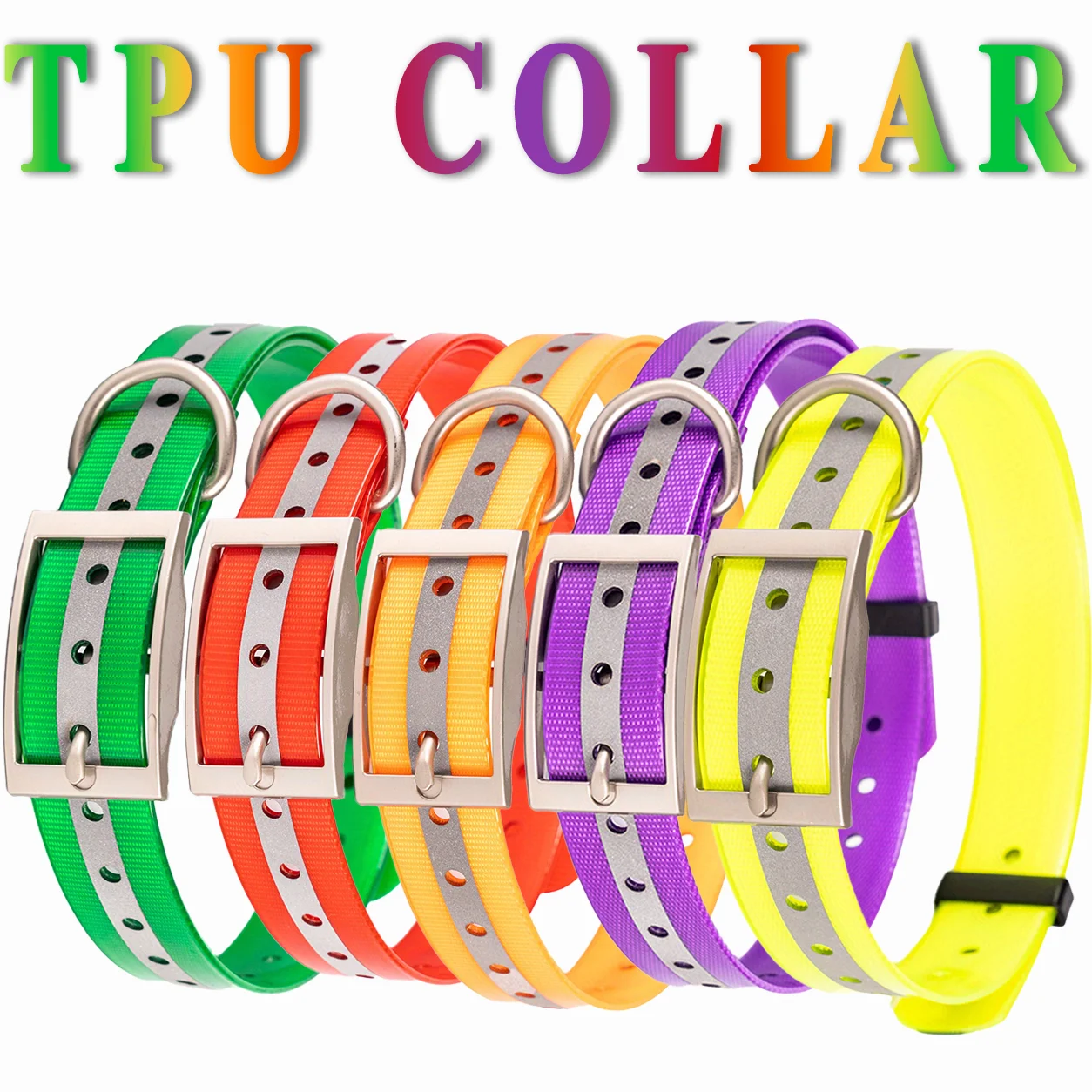 Waterproof Reflective TPU Pet Dog Collar Anti‑Odor Heavy Duty Metal Buckle Adjustable Collar For Dog Training Receiver Collar