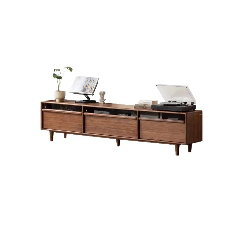 

Шкаф для телевизора из массива дерева, современный простой напольный шкаф из черного ореха, встроенный шкафчик для хранения черных этикеток в гостиной