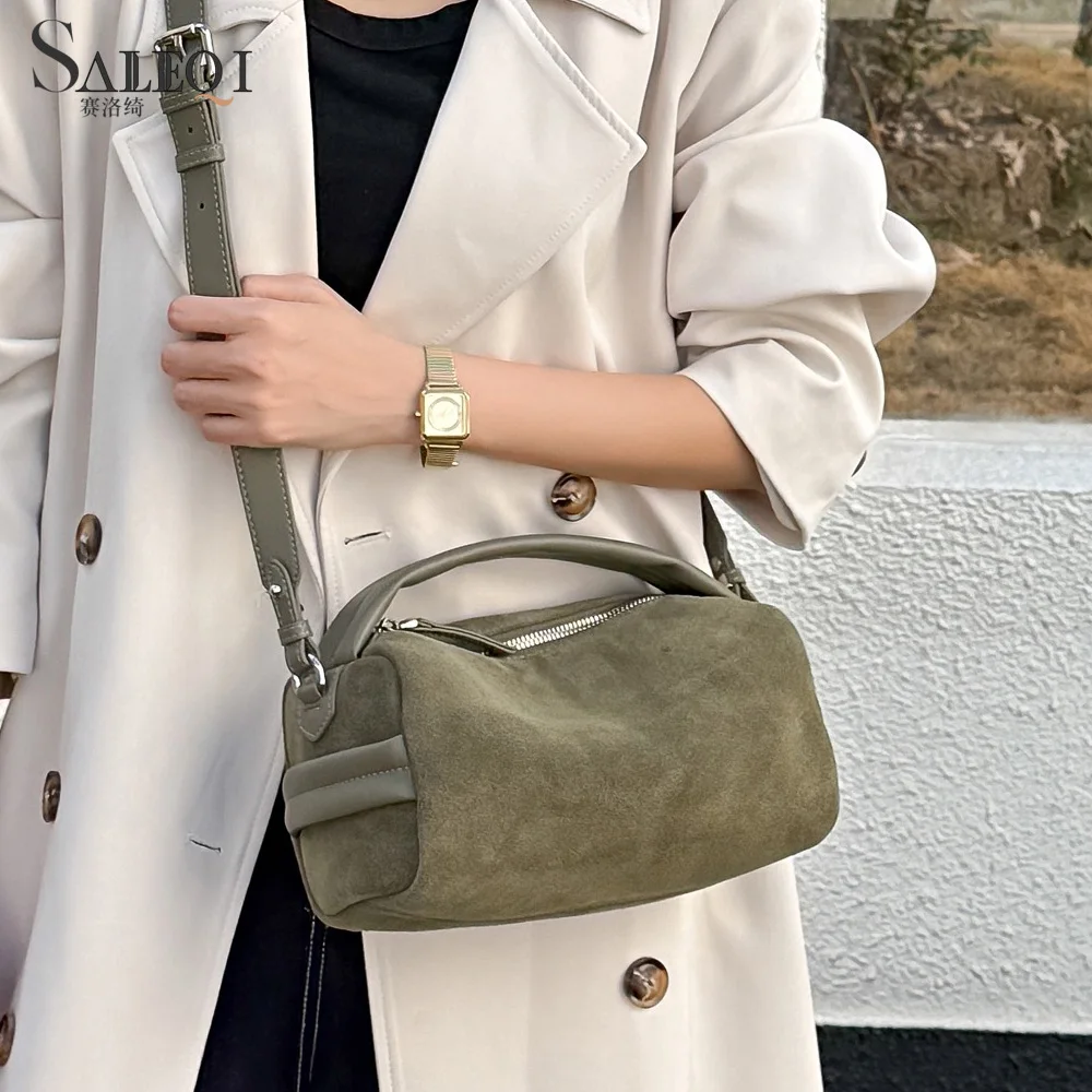 

Genuine Leather Luxury Designer Women's Shoulder Crossbody Small Bag Suede Fashion Female Cowhide Handbag Ladies Tote for Woman