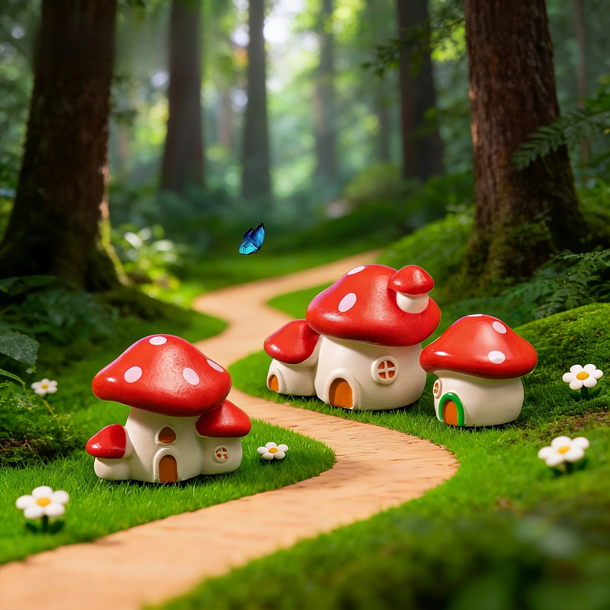 4pcs, Micro-Landscape Creative Mushroom House, Bonsai Gardening, Landscaping, Desktop Small Ornaments, for Handicraft Lovers