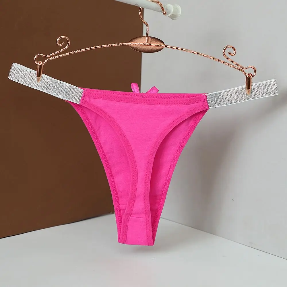 シームレスローウエスト蝶結びパンティー、ボウシルバーチューブベルト、レディースブリーフ下着、セクシーコットンソングガール