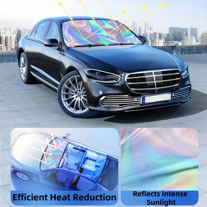 UV-Reflective Car Sun Shade Cover Front Windshield Sun Protection Sunshade Heat-Isolation Car Privacy Curtains Foldable Storage