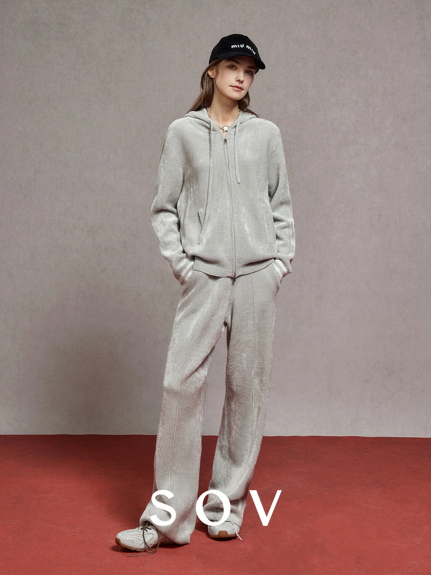 

Velvet Knitted aner Long Sve Hooded Cardigan And Pants Set High End Casual Winter Outfit for Women Online Excl...