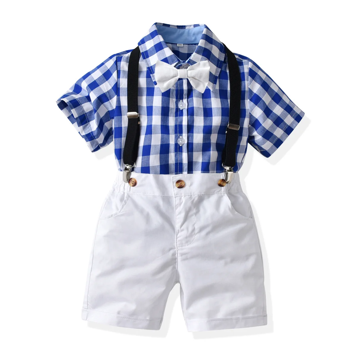 4Piece Baby Outfit Toddler Boy Summer Clothing Set Kids Boutique Clothes Korean Fashion Plaid Short Sleeve T-shirt+Shorts BC2385