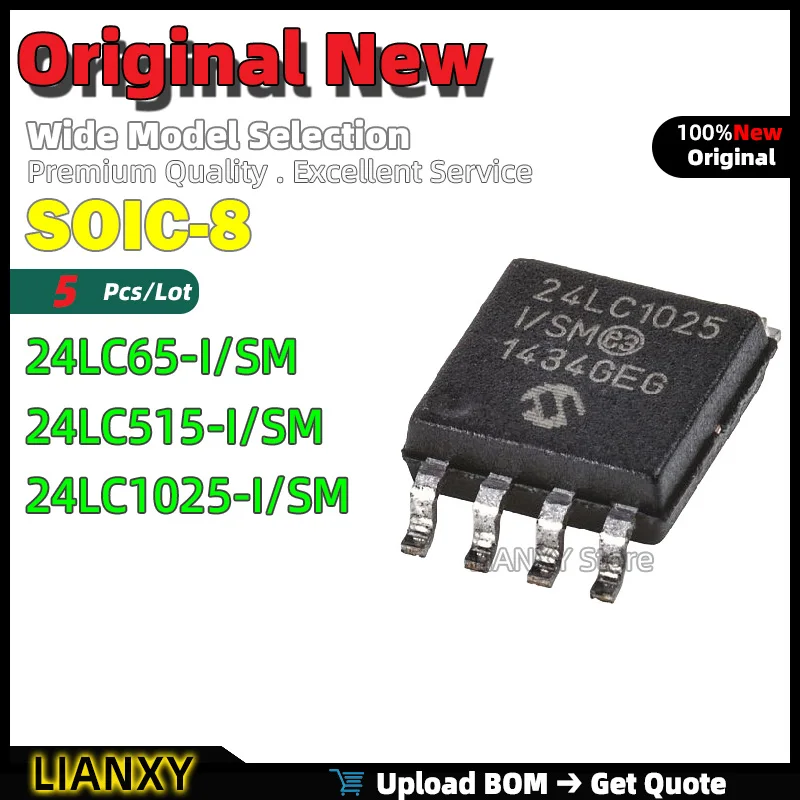 

SOIC-8 24LC65-I/SM 24LC515-I/SM 24LC1025-I/SM EEPROM новый оригинальный