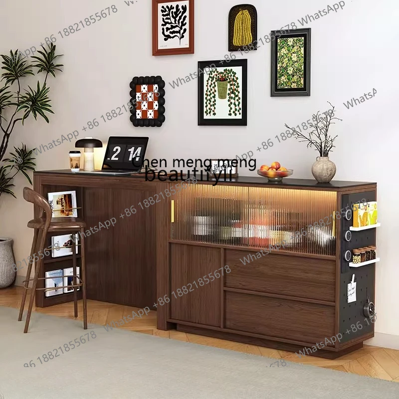 X Island Bar Counter Integrated Small Apartment Solid Wood Single Guide Counter Rock Board Home Multi-Functional Inverted Counte