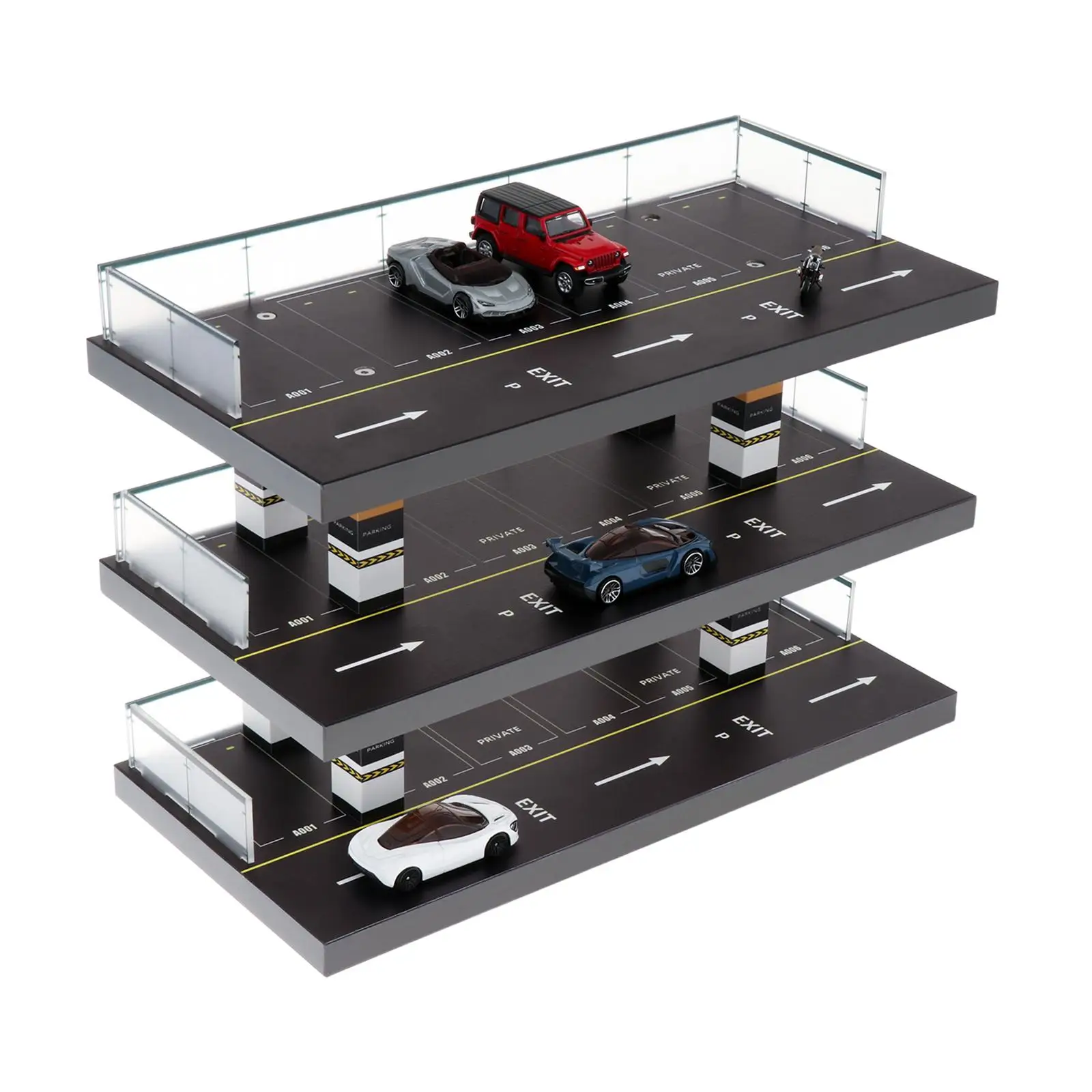 1/64 Parking Lot Display Case Collection Acrylic Wood Frame Protection Home Decor, 1:64 Scale Diecast Vehicle Model Display Case