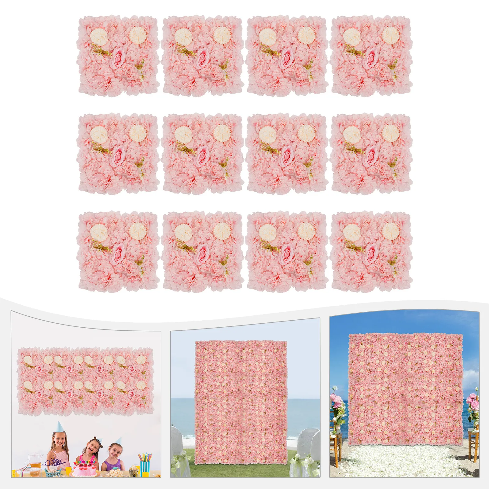 

12pcs Plastic Cloth Flower Wall Panel Artificial DIY Flower Wall Background For Silk Rose Wedding Photography Building