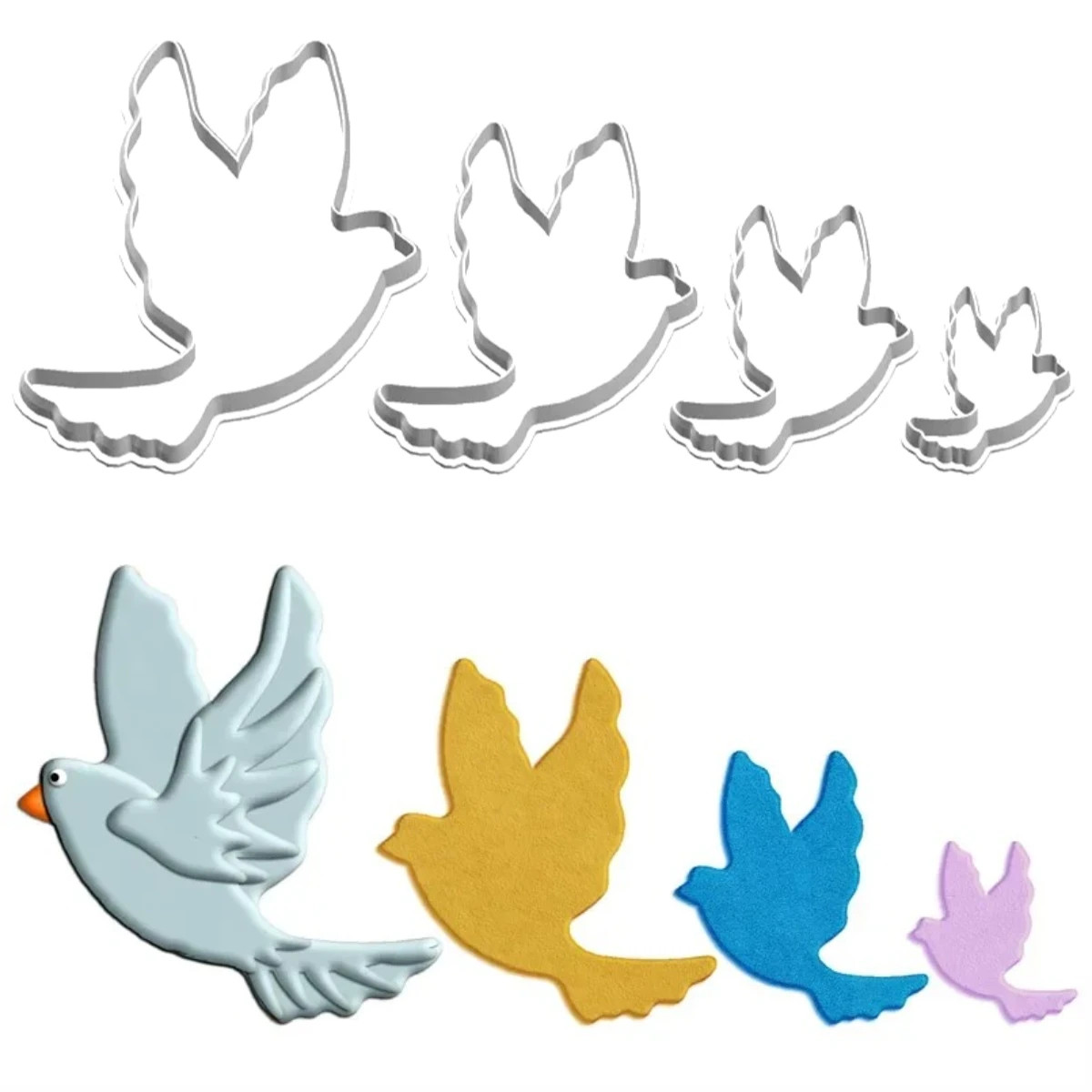 Four Specifications Cartoon Flying Animals,Peace Dove,Plastic Molds,Biscuit Cake Decorating Pastry Fondant Cookie Cutter Tools