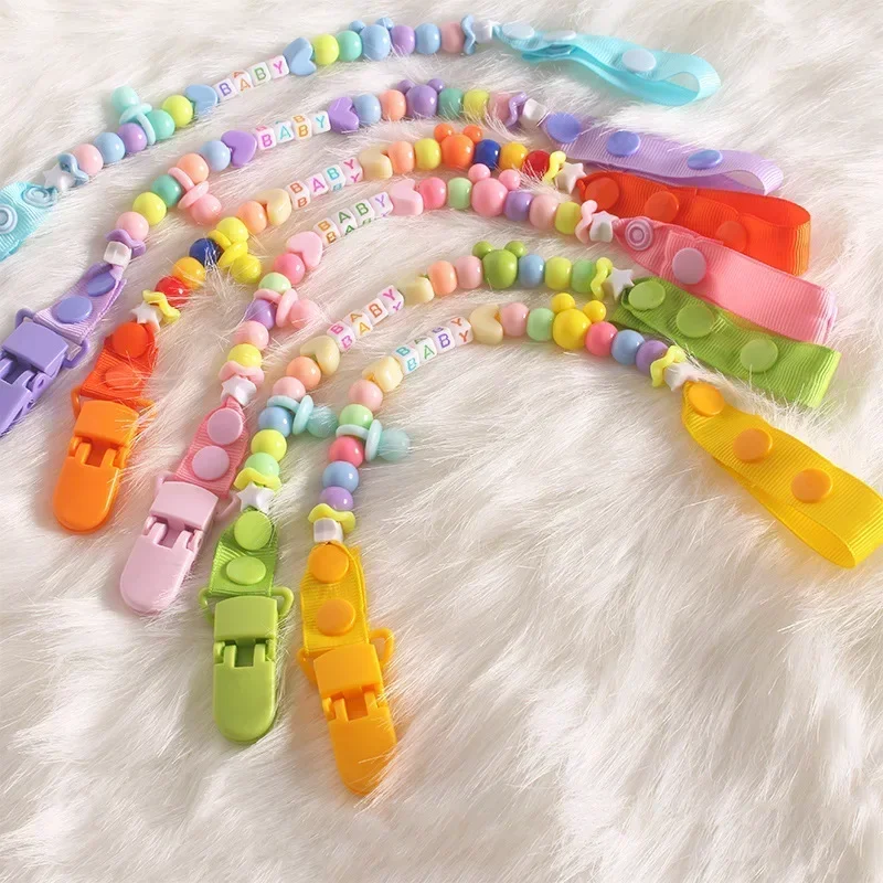 Baby Pacifier Clip Nipple Chain Colourful Beads Dummy Clip Baby Soother Holder BPA Free for Teether Nipples Dental Care